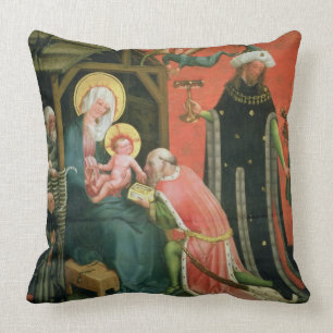 Die Verehrung der Weisen (Öl auf Platte) Kissen