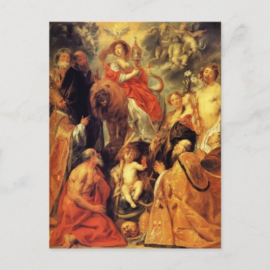 Die Verehrung des Eucharisten durch Jacob Jordaens Postkarte (Vorderseite)