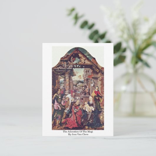 Die Verehrung des Magis durch Joos Van Cleve Postkarte (Stehend Vorderseite)