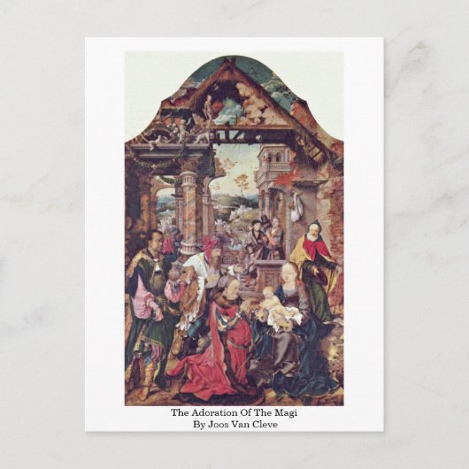 Die Verehrung des Magis durch Joos Van Cleve Postkarte (Vorderseite)