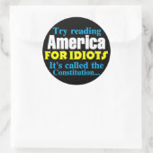 Die Verfassung: Amerika für Idioten Runder Aufkleber (Tasche)