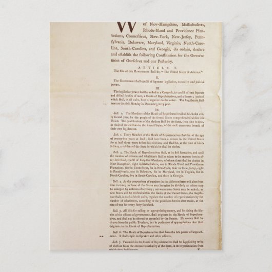 Die Verfassung der Staaten von 1787 Postkarte (Vorderseite)