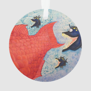 "Die Verfolgungs-" Fische mit Haltung Ornament