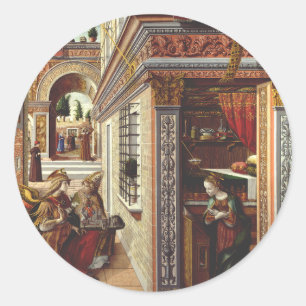 Die Verkündigung Carlo Crivelli Renaissance-Kunst Runder Aufkleber