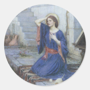 Die Verkündigung von John William Waterhouse Runder Aufkleber