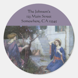 Die Verkündigung von John William Waterhouse Runder Aufkleber