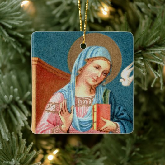 Die Verkündung: Mary (vorne) und Gabriel (hinten) Keramikornament (Baum)