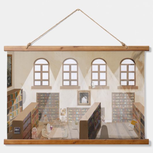 Die verlassene Bibliothek Wandteppich Mit Holzrahmen (Vorne)