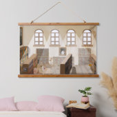 Die verlassene Bibliothek Wandteppich Mit Holzrahmen (Schlafzimmer)