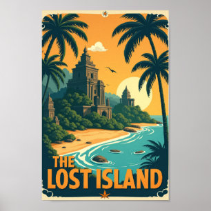Die verlorene Insel - Vintages Explorer-Reiseplaka Poster