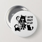 Die verrückte Katzen-Dame Button (Vorne & Hinten)