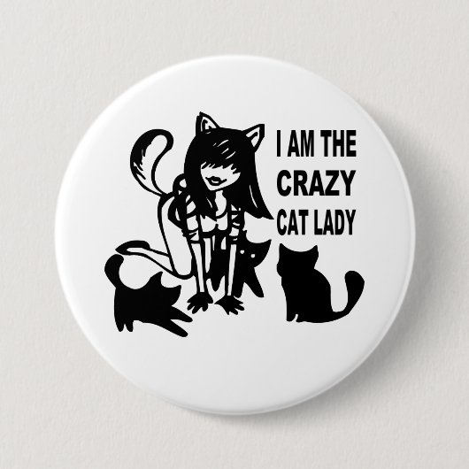 Die verrückte Katzen-Dame Button (Vorderseite)