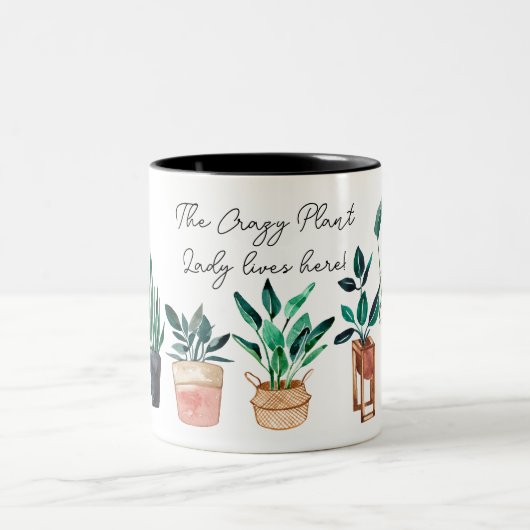 Die verrückte Pflanze Dame wohnt hier & in Böhmen Zweifarbige Tasse (Mittel)