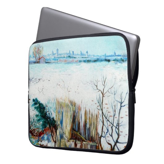 Die verschneite Landschaft mit den Arlen im Hinter Laptopschutzhülle (Vorderseite Links)