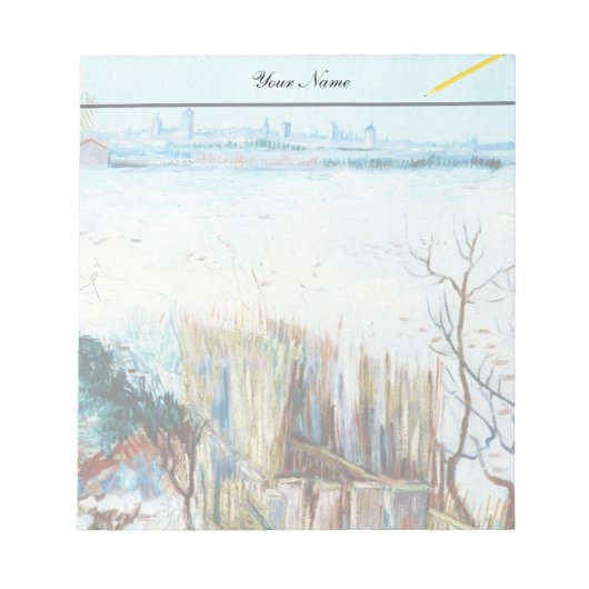 Die verschneite Landschaft mit den Arlen im Hinter Notizblock (Vorderseite)