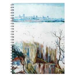 Die verschneite Landschaft mit den Arlen im Hinter Notizblock