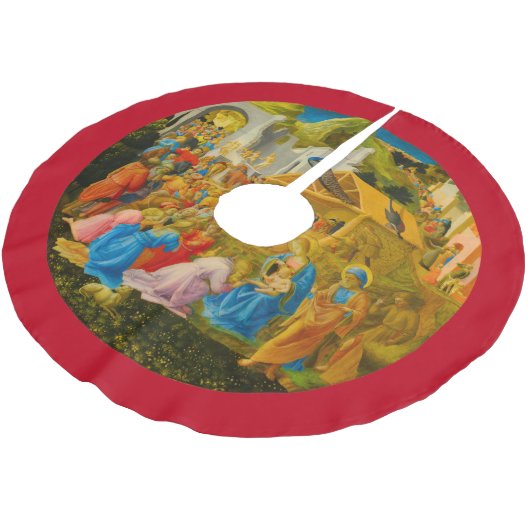 Die Verschönerung des Magi-Tree-Rocks Polyester Weihnachtsbaumdecke (Schrägansicht)