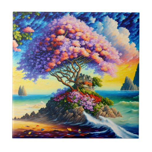 Die versteckte Insel im Ozean Fliese (Vorderseite)