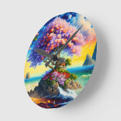 Die versteckte Insel im Ozean Runde Wanduhr (Winkel)