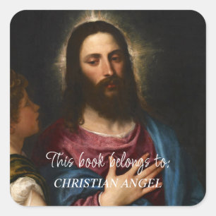 Die Versuchung Christi, Tizian Quadratischer Aufkleber