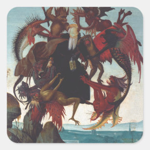 Die Versuchung des heiligen Antonius von Michelang Quadratischer Aufkleber