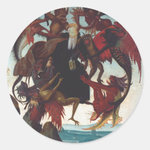 Die Versuchung des heiligen Antonius von Michelang Runder Aufkleber