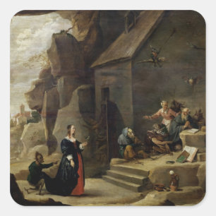 Die Versuchung des Hl. Anthony 2 Quadratischer Aufkleber