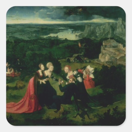 Die Versuchung des Hl. Anthony Quadratischer Aufkleber (Vorderseite)