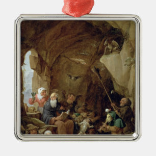 Die Versuchung von St Anthony in einer felsigen Ornament Aus Metall