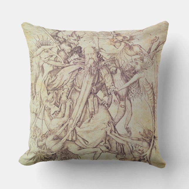 Die Versuchung von St Anthony (Stich) Kissen (Vorderseite)