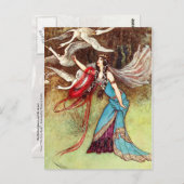 Die verworrene Königin und sechs Schwäne Postkarte (Vorne/Hinten)