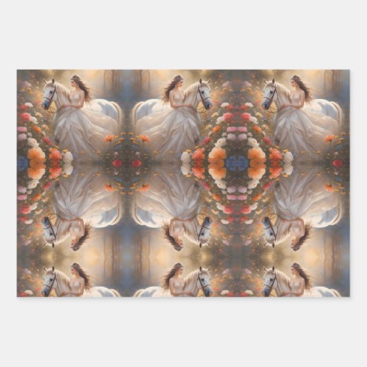 Die verzauberte Braut und ihr Steed. Geschenkpapier Set (Vorderseite)