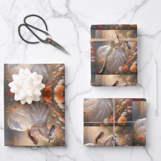 Die verzauberte Braut und ihr Steed. Geschenkpapier Set (Vorderseite)