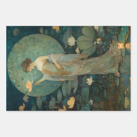 Die verzauberte Dame im magischen Lotus-Garten Geschenkpapier Set (Vorderseite 3)