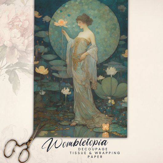 Die verzauberte Dame im magischen Lotus-Garten Seidenpapier