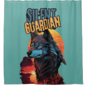 Die verzauberte Dämmerung: Blauer Wolf-Zauberblick Duschvorhang (Vorderseite)