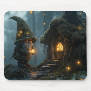 Die verzauberte Gnome-Hütte im Mondschein: Fantasi Mousepad