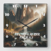 Die verzauberte Kaskade, DER HERR, IST MEIN ROCK Quadratische Wanduhr (Vorderseite)