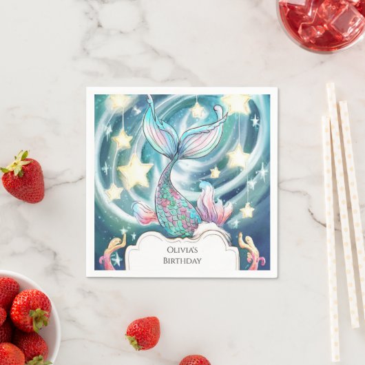 Die verzauberte Meerjungfrau zum Geburtstag der Ki Serviette (Beispiel)
