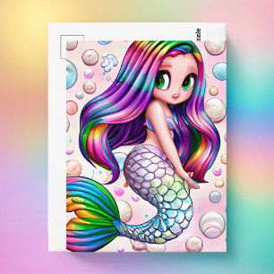 Die verzauberte Regenbogen-Meernixe Bubbles Postkarte