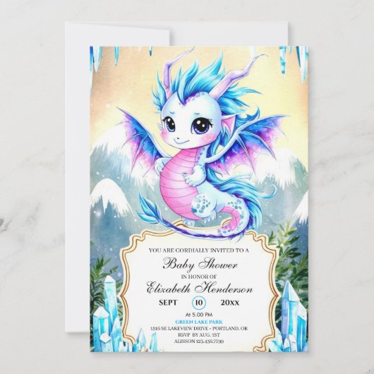 Die verzauberte Simple Dragon Baby-Dusche Einladung (Vorderseite)