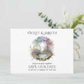 Die verzauberte Waldhochzeit rettet das Datum Save The Date (Stehend Vorderseite)