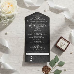 Die Verzierte Chalkboard-Hochzeitskollektion All In One Einladung