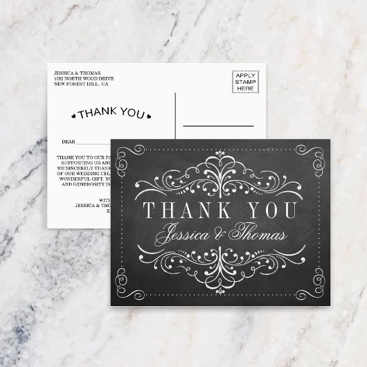 Die Verzierte Chalkboard-Hochzeitskollektion Postkarte