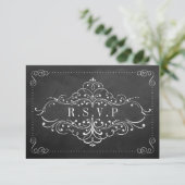 Die Verzierte Chalkboard-Hochzeitskollektion RSVP Karte (Stehend Vorderseite)