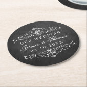 Die Verzierte Chalkboard-Hochzeitskollektion Runder Pappuntersetzer (Angewinkelt)