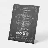 Die Verzierte Chalkboard-Hochzeitskollektion Sockelschild (Vorderseite)