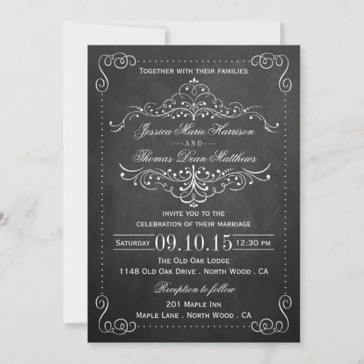 Die Verzierte Chalkboard Wedding Collection - lädt Einladung (Vorderseite)