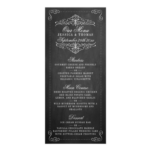 Die Verzierte Chalkboard Wedding Collection - Menü (Vorne)