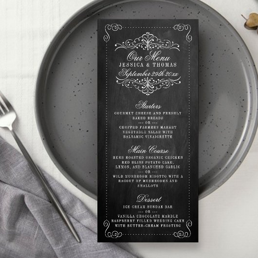 Die Verzierte Chalkboard Wedding Collection - Menü Menükarte